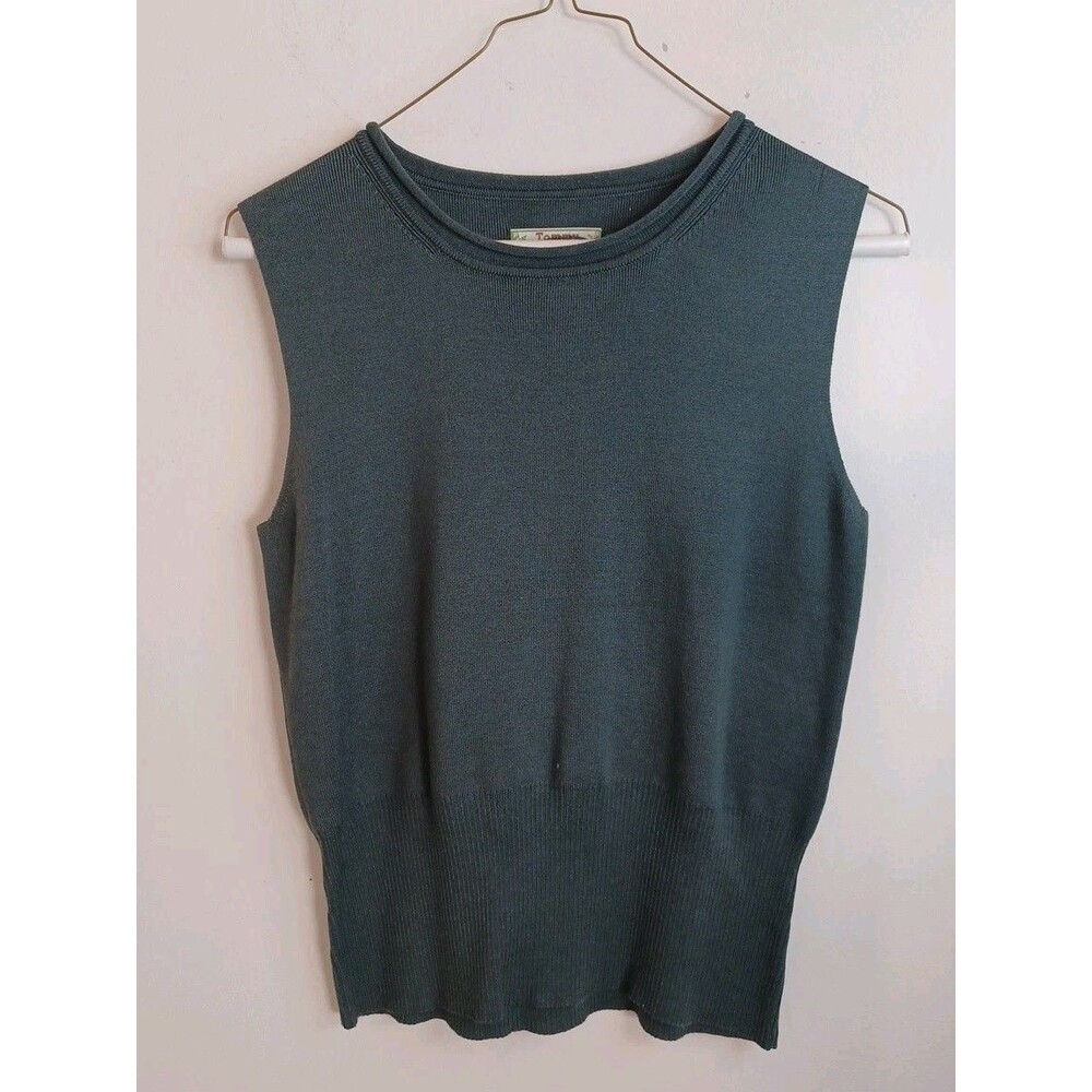 Tommy Bahama Silk Blend Sleeveless Knit Top S Gray Boho Coastal Vacation Vtg
